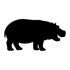 Hippopotamus silhouette side standing view