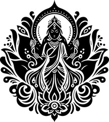 silhouette vector illustration sketch detail design icon logo symbol god goddess mythology hindu classic vintage ethnic traditional