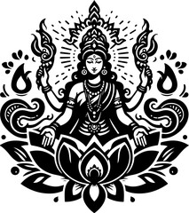 silhouette vector illustration sketch detail design icon logo symbol god goddess mythology hindu classic vintage ethnic traditional