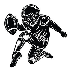Silhouette of a child in a sports uniform energetically playing football, mid-kick or run, capturing motion, focus, and youthful athletic spirit in bold outlines.
