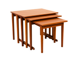 Fototapeta premium Set of three wooden nesting tables isolated on transparent background
