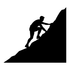 a black silhouette vector of a man climbing mountain