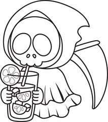 Illustration of cute skull ghost icon.
Funny skull ghost in activities stickers.
Angel of death cute elements.