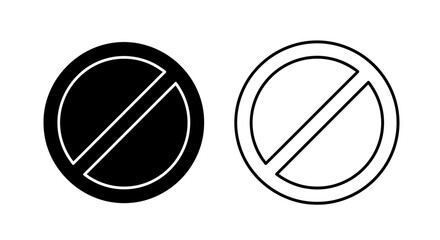 Fototapeta premium Two minimalist graphic symbols representing a prohibition or restriction, one filled, one outlined.