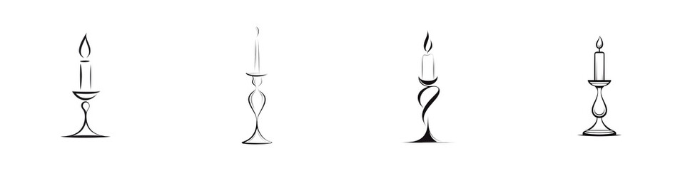 Elegant Candle Sketch Set - Minimalist Art
