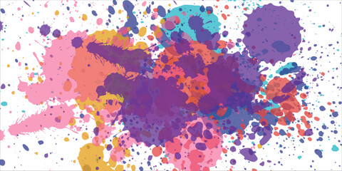 Bright colorful watercolor splash splatter stain brush strokes on white background. Modern vibrant aquarelle spot. Aquarelle explosion on white.