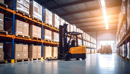 Warehouse interior with forklift