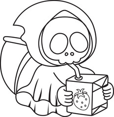 Illustration of cute skull ghost icon.
Funny skull ghost in activities stickers.
Angel of death cute elements.