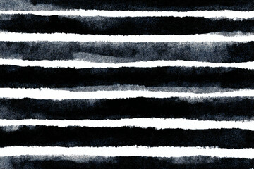水彩風の黒と白のストライプの背景イラスト