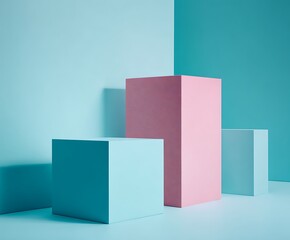 Obraz premium Pastel geometric composition with three blocks