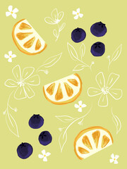 seamless pattern with fruits. seamless background with fruits and flowers.