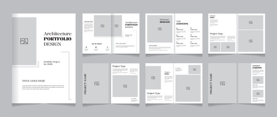 Minimal Architecture Portfolio Template 12 pages layout A4 print ready design