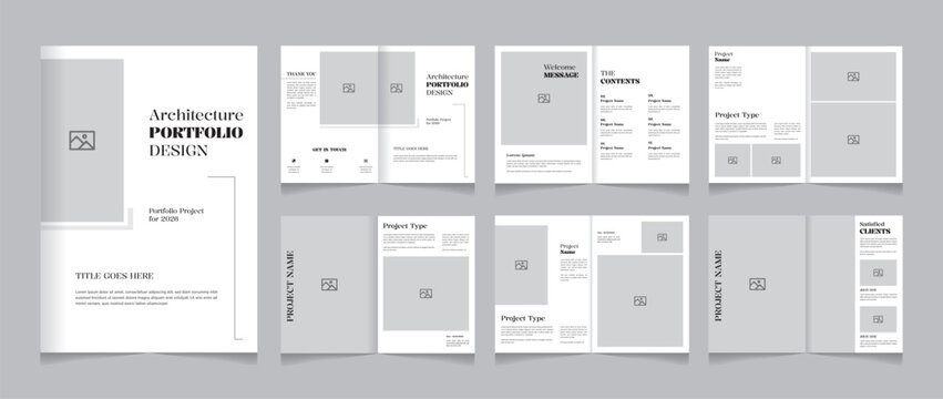 Minimal Architecture Portfolio Template 12 pages layout A4 print ready design