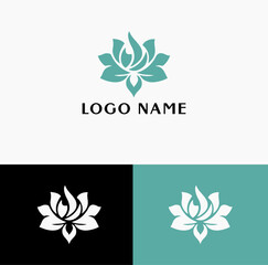 Elegant Teal Lotus Flower Logo