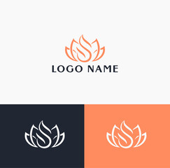  Abstract Lotus Flower Swirl Logo