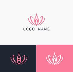 Pink Lotus Flower with Abstract Human Petals Logo