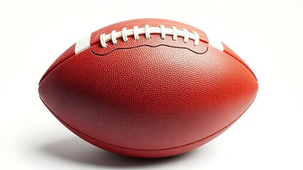 American football isolated on white, emphasizing detailed craftsmanship and design.
