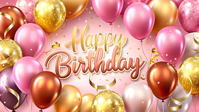 happy birthday card with balloons