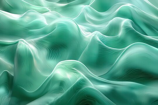 Abstract teal waves undulating gracefully, creating a serene and calming visual perfect for wellness, spa, or modern design themes.