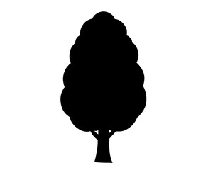 Tree silhouette, simple vector illustration, Plant icon isolated on white background
