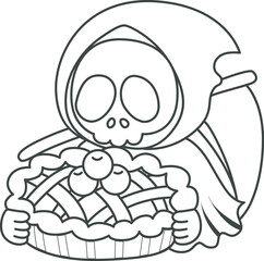 Illustration of cute skull ghost icon.
Funny skull ghost in activities stickers.
Angel of death cute elements.