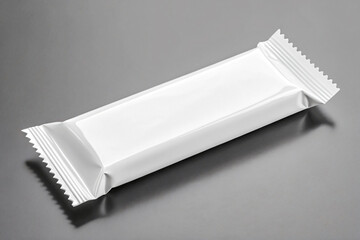 Blank Candy Wrapper Mockup &ndash; White Sealed Snack Packaging Isolated on Dark Background


