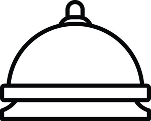 Bell service hotel reception desk call icon outline black white simple minimalist symbol alert attention ring classic hospitality concierge button round object equipment communication request
