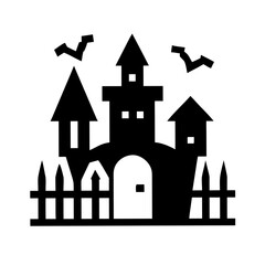Halloween black castle haunted house cartoon silhouette