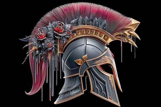 Ancient gladiator armor helmet with sparkle design high resolution image