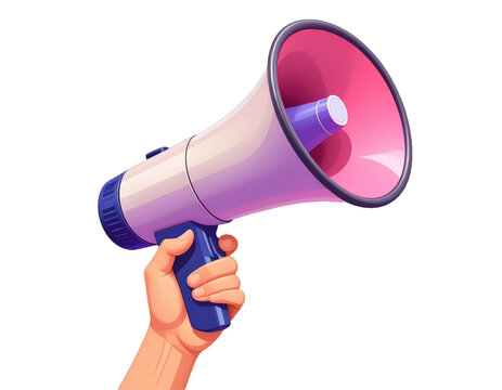 hand holding lound speaker megaphone cut out png