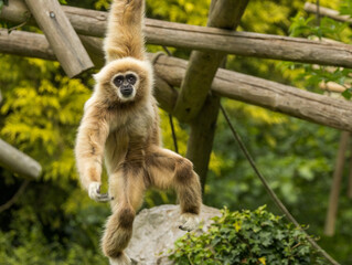 Obraz premium gibbon à mains blanches
