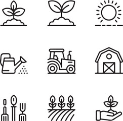 Agriculture and Farming Line Icons Set Modern Thin Editable Vector Illustrations of Agronomy and Harvest