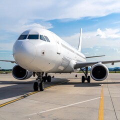 Obraz premium White airplane on tarmac
