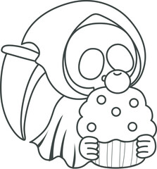 Illustration of cute skull ghost icon.
Funny skull ghost in activities stickers.
Angel of death cute elements.