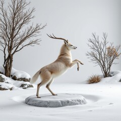 Mythical Creature in Winter Landscape