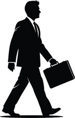 Vector art of a businessman is walking with a briefcase, symbolizing career and success