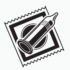 Condom Icon – Safe Sex and Protection Symbol in Black Silhouette