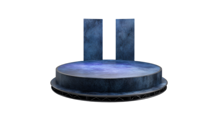 Circular Stage Design Dark Blue Theme Two Backdrops,