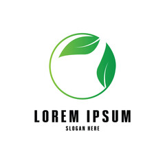 letter o leaf logo design concept with circle