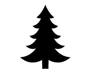 Pine tree silhouette, simple vector illustration, Plant icon isolated on white background
