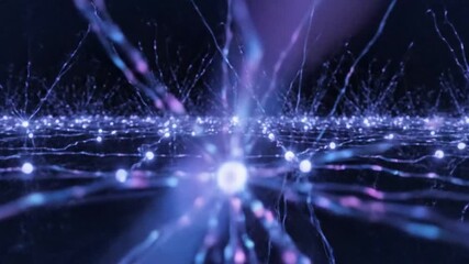 Flying through a futuristic digital neural network representing concepts of artificial intelligence (AI), big data, and machine learning - Powered by Adobe