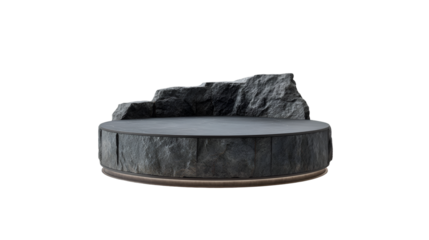 Stone pedestal display stand dark grey rock design modern minimalist