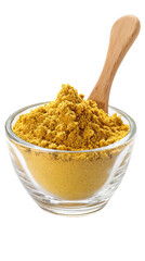  Mustard Powder in a Glass Bowl on Transparent Background