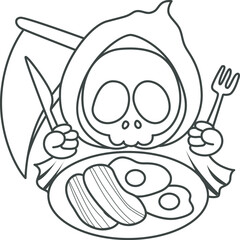 Illustration of cute skull ghost icon.
Funny skull ghost in activities stickers.
Angel of death cute elements.