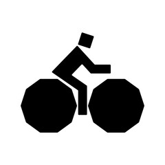 自転車に乗る角張った人の白黒のアイコン