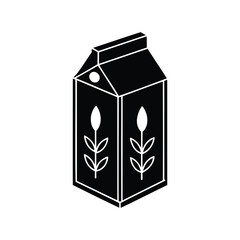 Minimalist Milk or Juice Carton Illustration with Plant Based Decoration
