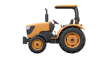 Obraz premium Modern orange agricultural tractor for farming and fieldwork. 3D rendered illustration of farm machinery isolated on a white background.
