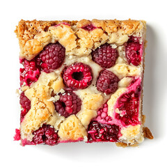 Raspberry Crumble Slice with Golden Crust and Fresh Berries