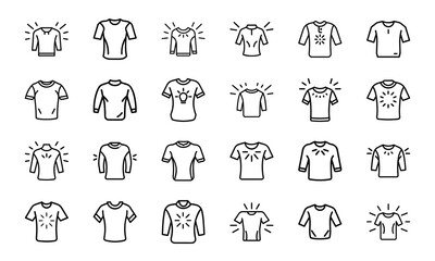 Fototapeta na wymiar Diverse Collection of Raglan T-Shirt Silhouette Icons: Black and White Designs for Apparel, Sports, and Casual Wear