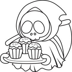 Illustration of cute skull ghost icon.
Funny skull ghost in activities stickers.
Angel of death cute elements.